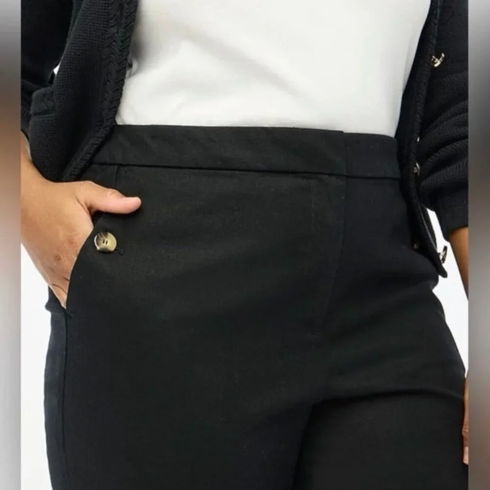 J. CREW Women's EUC Linen-Cotton Sailor Pants Black | Size‎ 20